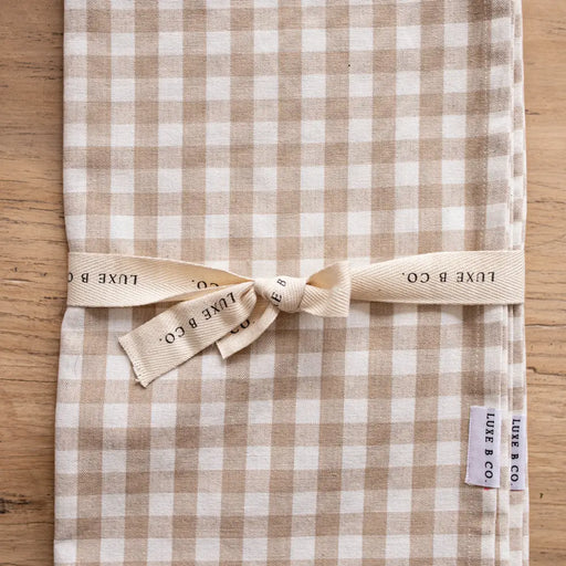Beige Gingham Kitchen Towel Set