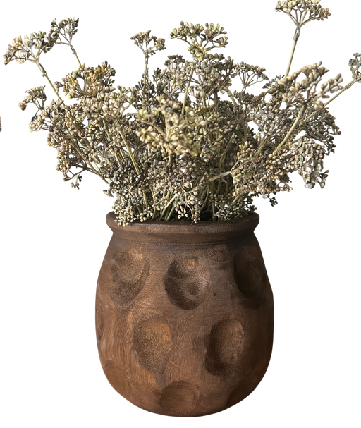 Dark Brown Wood Dot Vase