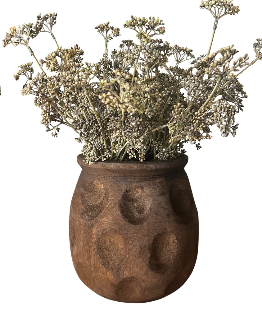 Dark Brown Wood Dot Vase