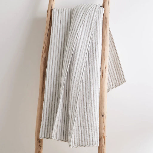 Taupe Tobago Stripe Quilted Throw Blanket